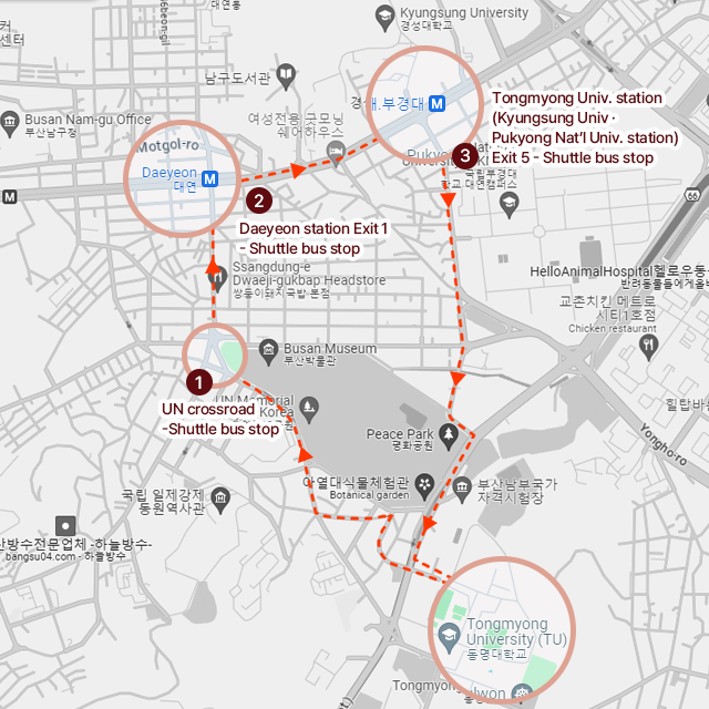 Tongmyong shuttle bus route guide  